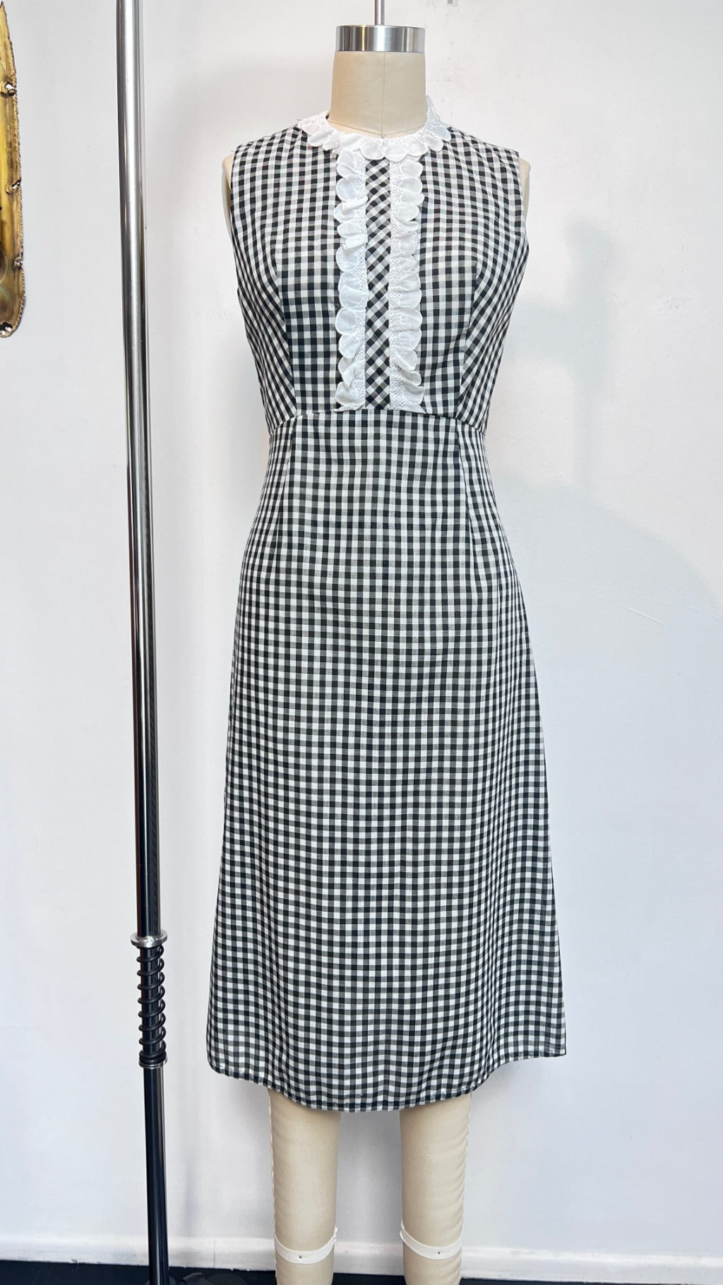 1960s Gingham dress with peplum jacket