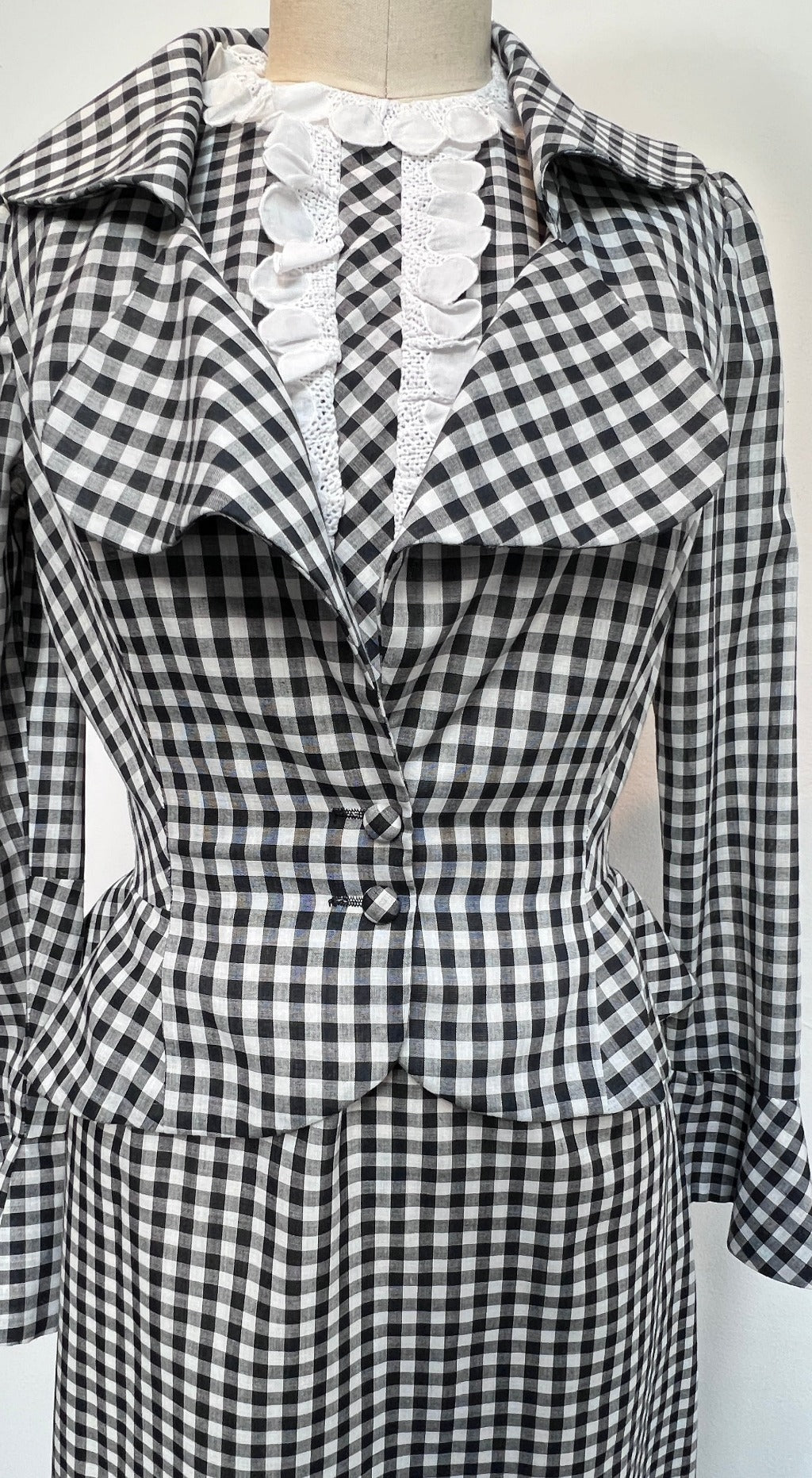 1960s Gingham dress with peplum jacket