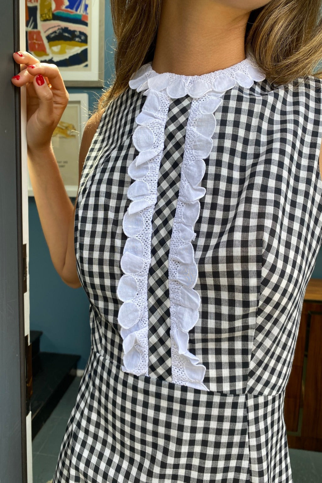 1960s Gingham dress with peplum jacket