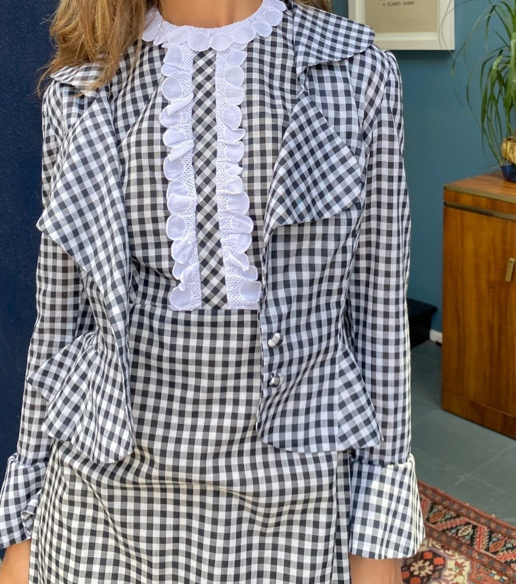 1960s Gingham dress with peplum jacket