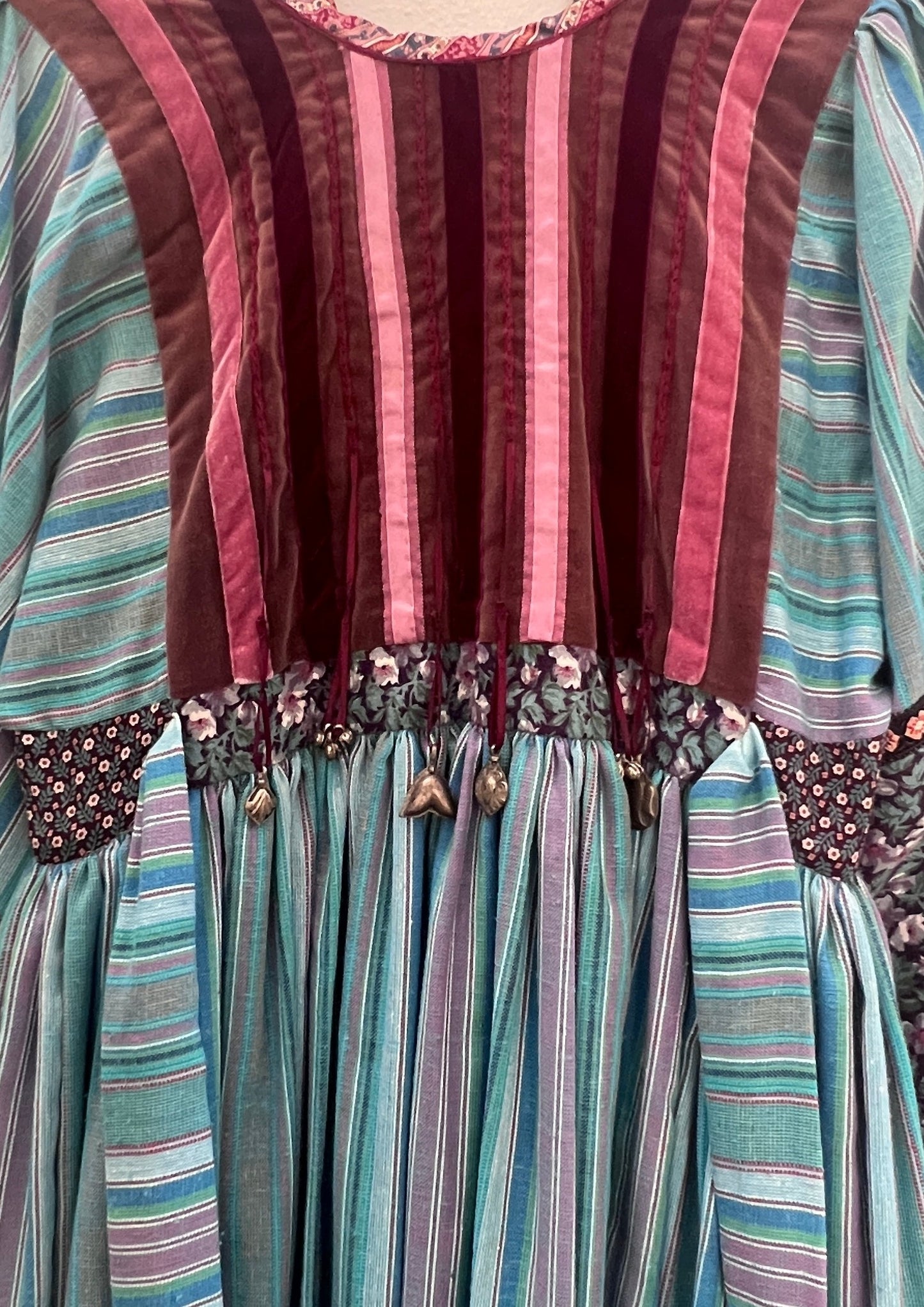 1970s Custom patchwork Bohemian Maxi Dress