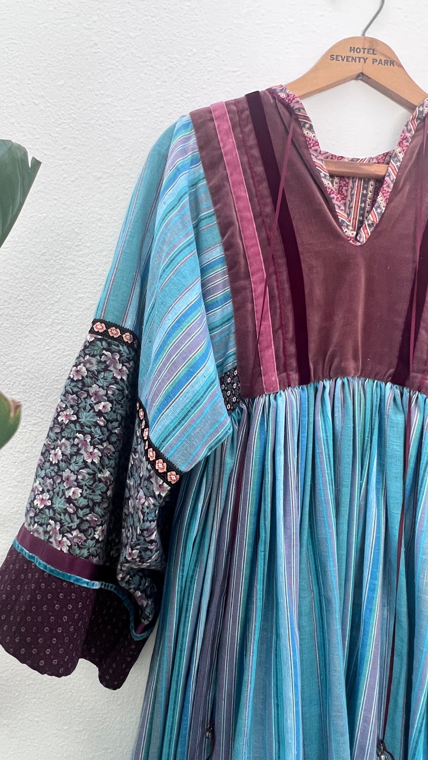 1970s Custom patchwork Bohemian Maxi Dress
