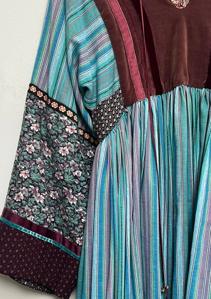 1970s Custom patchwork Bohemian Maxi Dress