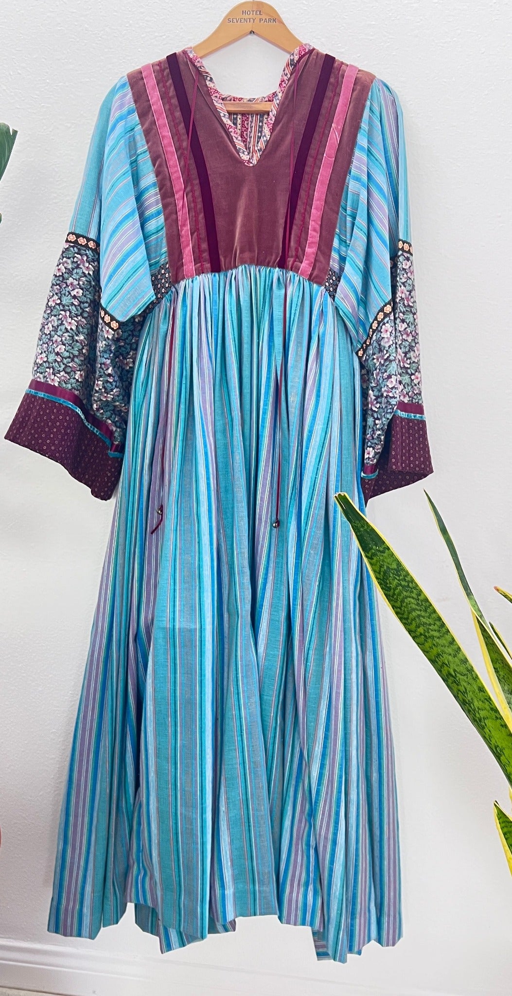 1970s Custom patchwork Bohemian Maxi Dress
