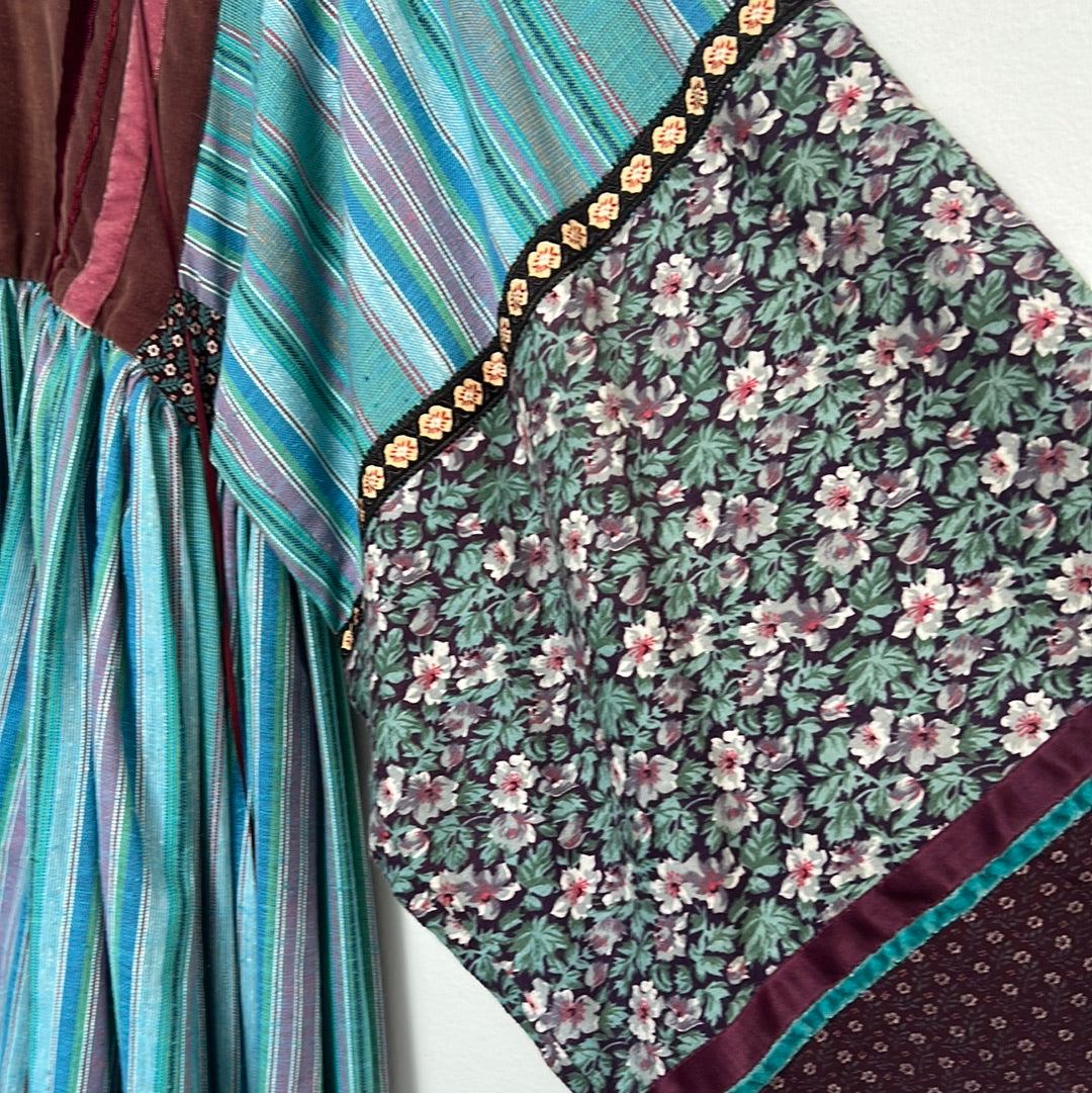 1970s Custom patchwork Bohemian Maxi Dress