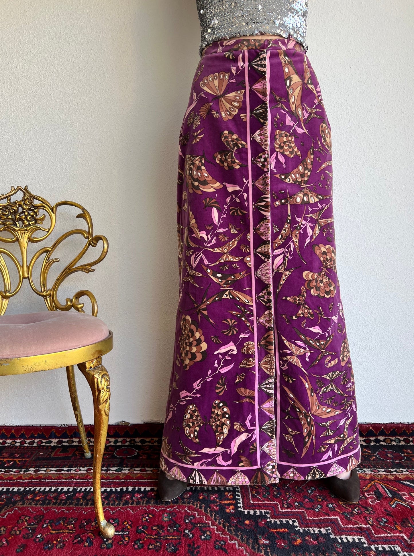 1960s Emilio Pucci Velvet Signature Butterfly Skirt