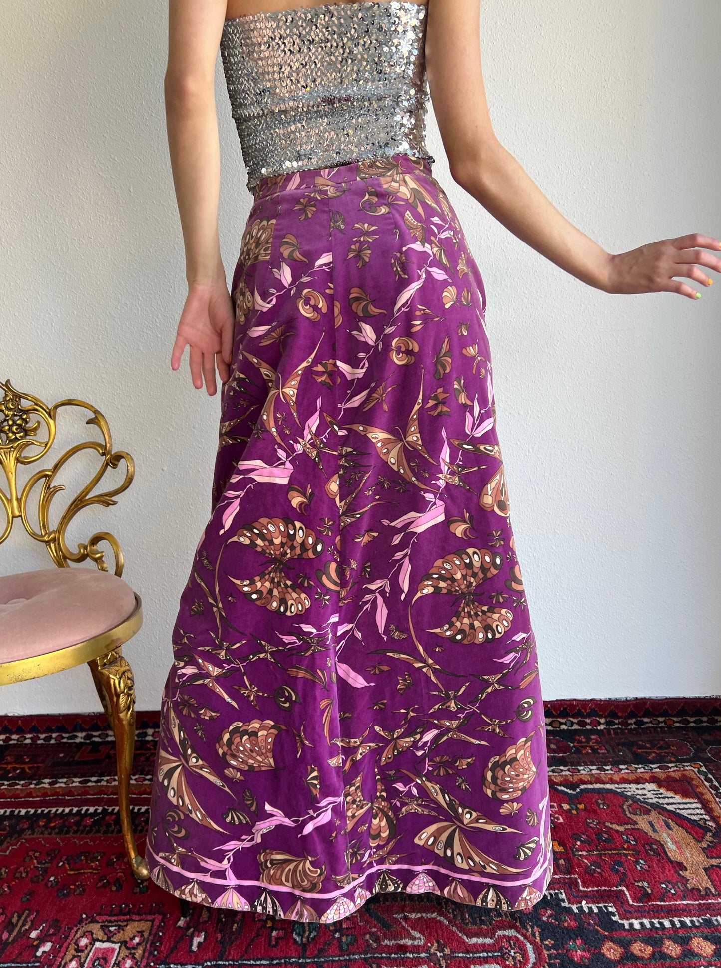 1960s Emilio Pucci Velvet Signature Butterfly Skirt