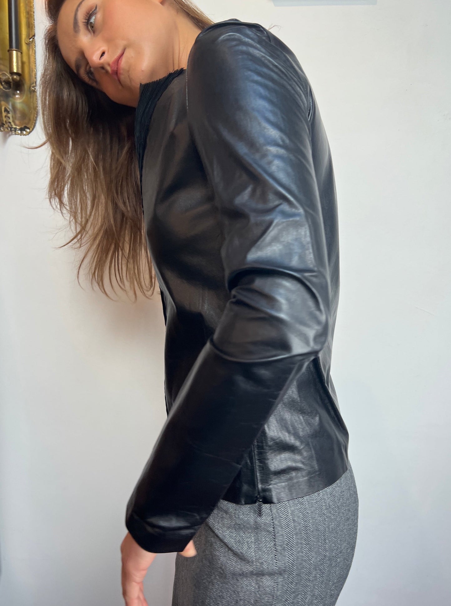 1999 Tom Ford Era Gucci Pleated Leather Top