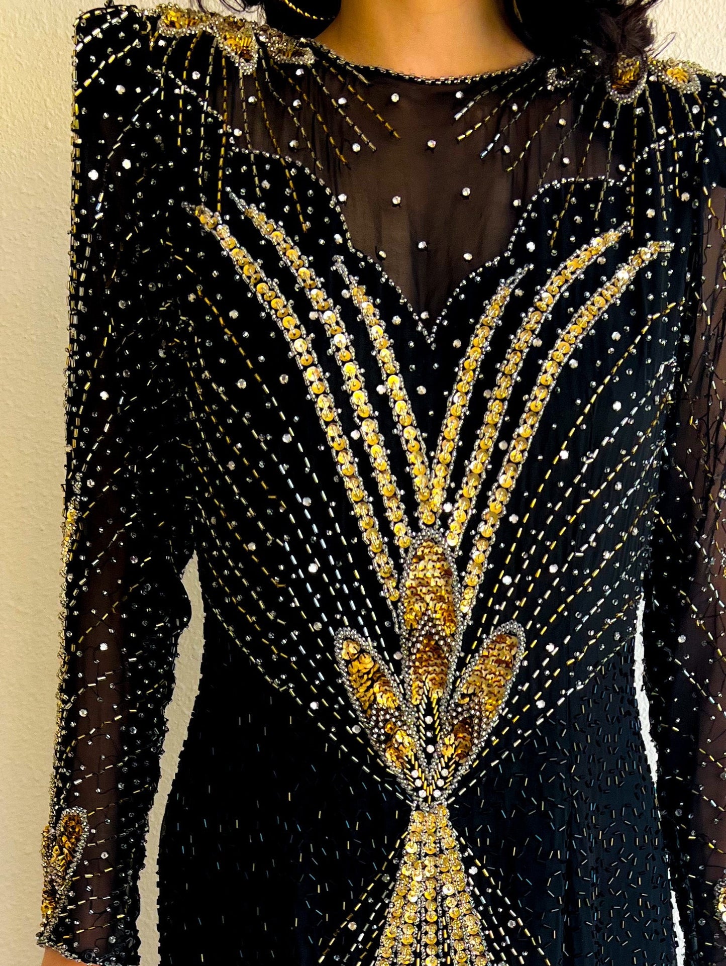 1980s Deco inspired sequin cocktail dress