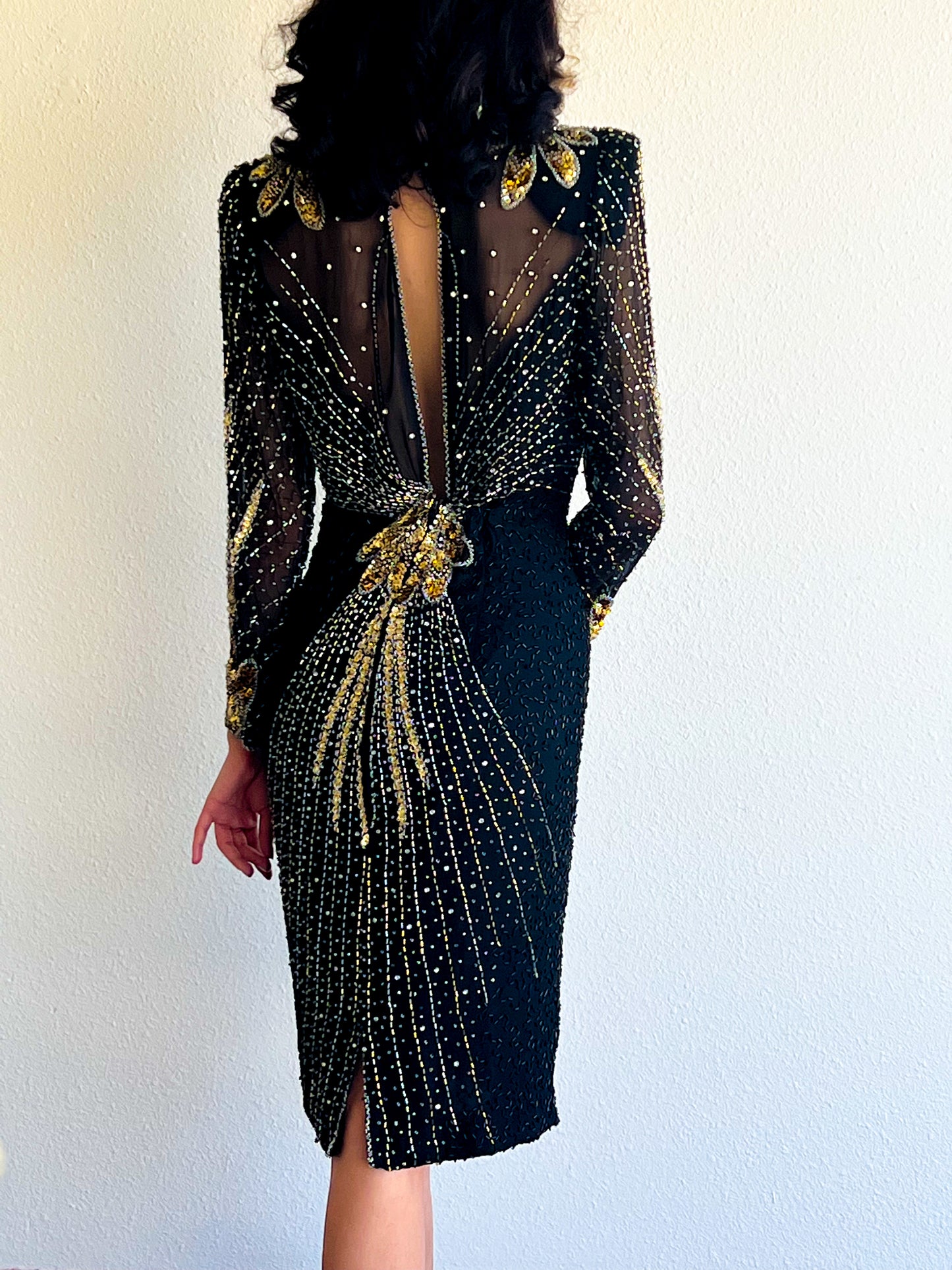 1980s Deco inspired sequin cocktail dress