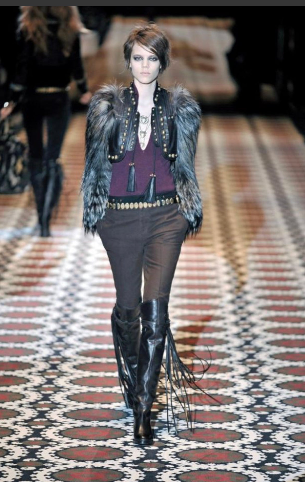 2008 Gucci Hand Knit Sweater with leather Tassels