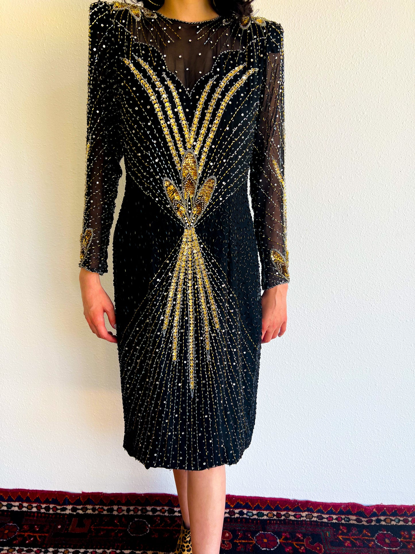 1980s Deco inspired sequin cocktail dress