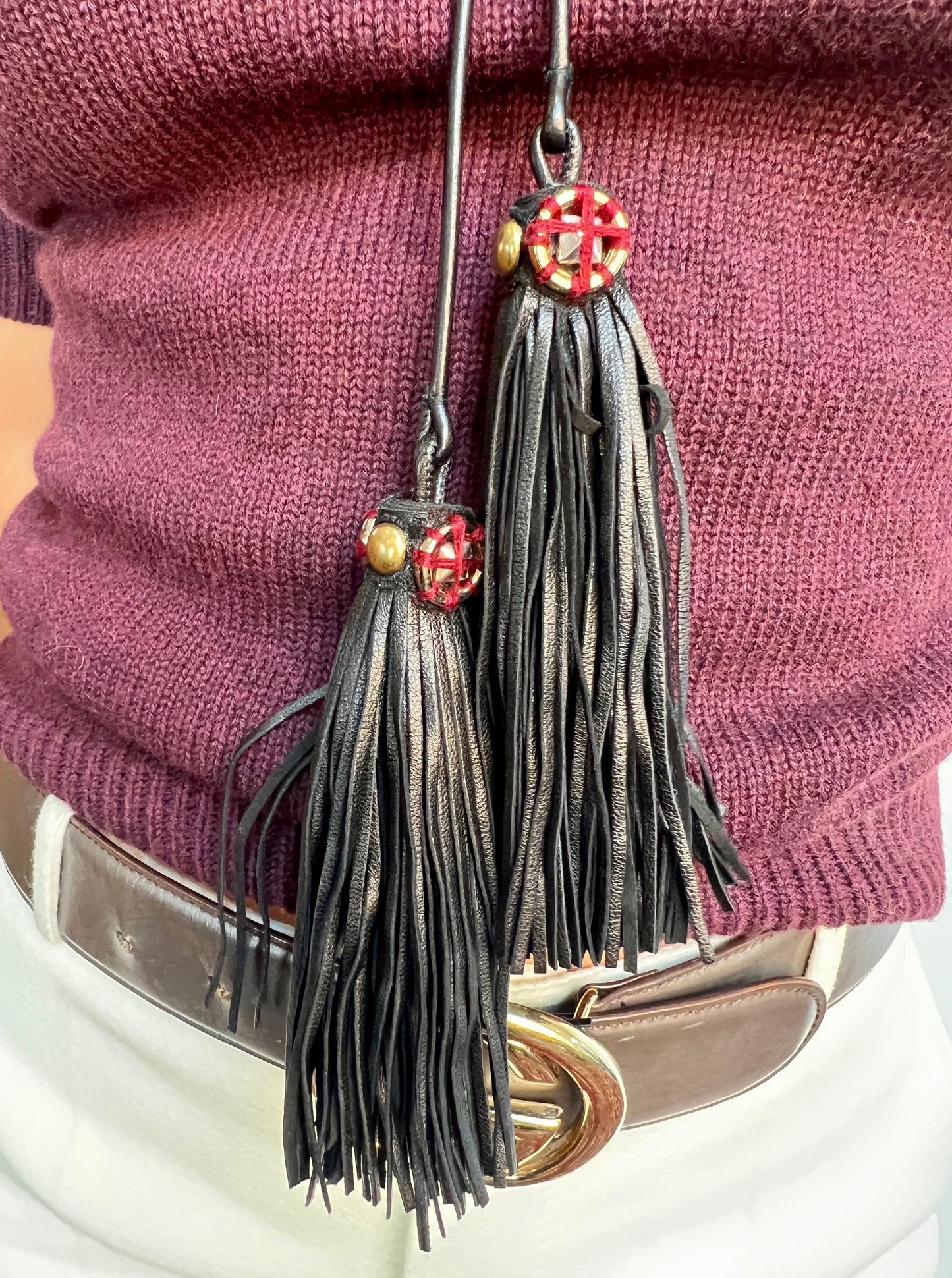 2008 Gucci Hand Knit Sweater with leather Tassels