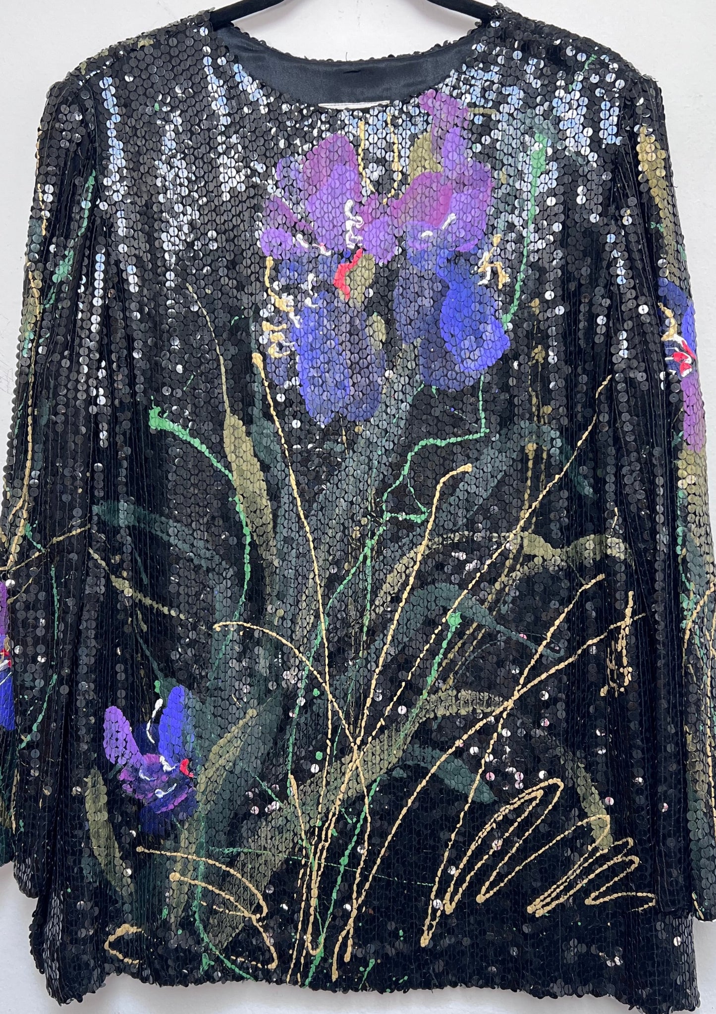 1980s Jeanette for St. Martin Hand painted Sequin Top