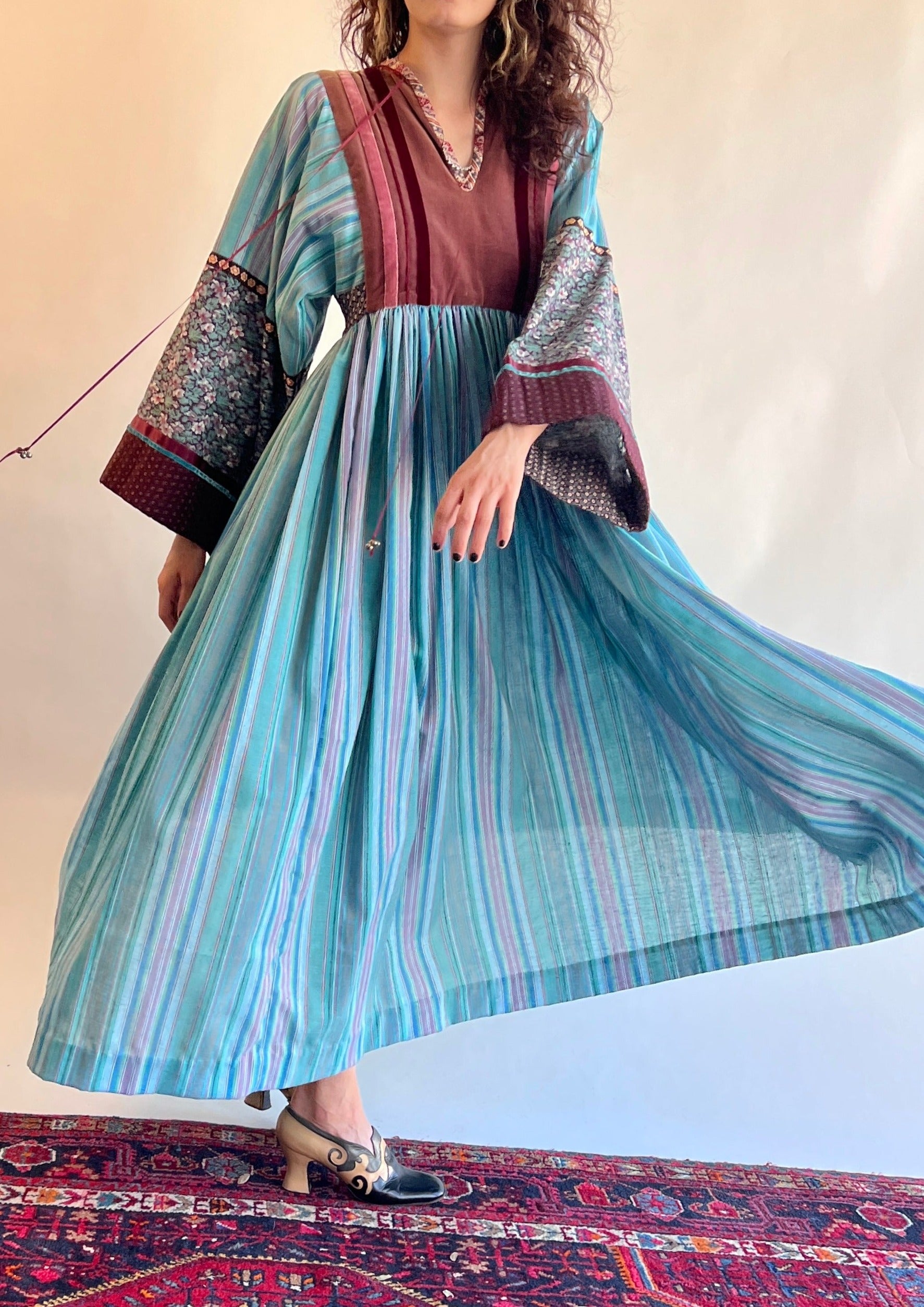 1970s Custom patchwork Bohemian Maxi Dress – Lulu Flippin Vintage