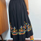 Gorgeous 1940s Hand Embroidered Black Crepe Skirt and Top Set
