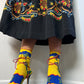 Gorgeous 1940s Hand Embroidered Black Crepe Skirt and Top Set
