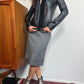 Fall 2000 Tom Ford for Gucci Herringbone + Leather Pencil Skirt