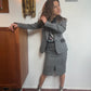 Fall 2000 Tom Ford for Gucci Herringbone + Leather Pencil Skirt