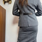 Fall 2000 Tom Ford for Gucci Herringbone + Leather Pencil Skirt